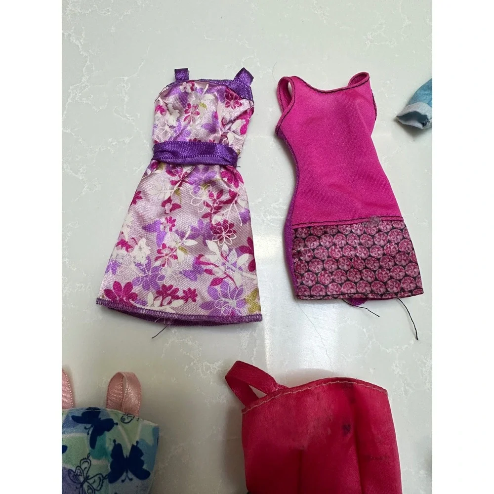 Barbie Doll Clothes Lot 11pc Vintage Modern Dresses Leggings Gowns AS IS Stained